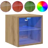 vidaXL Armoires TV murales avec lampes LED 2 pcs. Chêne Artisan