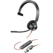HP Poly Micro-casque Poly Blackwire 3310 monaural USB-C Microsoft Teams + adaptateur USB-C/A