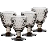 Villeroy & Boch – Boston coloured Weißweinglas smoke 83 mm, 125 ml – Kristallglas – Art.-Nr. 1173090035 – EAN 4003686307926 – Vorteilset 12 Stück – inkl. 4 Edelstahl-Trinkhalme