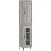 vidaXL Highboard Gris Sonoma 34,5x34x180 cm Matériau dérivé du bois