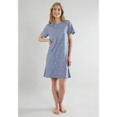 Tom Tailor Chemise de nuit bleu-gris / blanc
