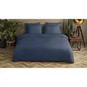 Hip Enveloppe de couette "uni dessin" - Bleu - (240x200/220 cm) - Satin de coton