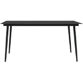vidaXL Table de jardin noire 150x80x74 cm acier et verre