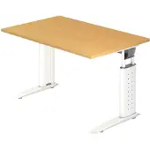 Hjh OFFICE PRO UNDA 12 W - 120 x 80, hauteur réglable, hêtre/blanc