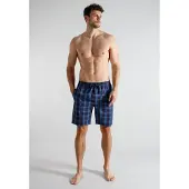 Tom Tailor Pantalon de pyjama 'Bermuda' bleu / bleu marine / rouge foncé