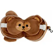 Puckator Relaxeazzz Singe en peluche Coussin de voyage rond & masque pour les yeux, Accessoires de voyage, Marron