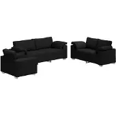 vidaXL Ensemble de canapé 3 pièces avec coussins en tissu noir