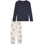 Schiesser Pyjama ' Nightwear ' crème / bleu foncé