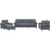 vidaXL Ensemble de canapés 4 pièces avec coussins gris foncé velours