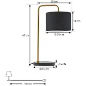 LINDBY Lampe de Table , Hillary, Noir, Salon / séjour, Tissu / textile, Scandinave