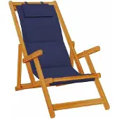 vidaXL Fauteuil pliable avec accoudoirs, en bois d'acacia bleu et tissu Textilene