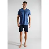 Tom Tailor Pyjama court bleu nuit / saphir / blanc