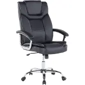 Beliani Chaise de bureau pivotante en similicuir noir avec roulettes, hauteur d'assise réglable, pour bureau