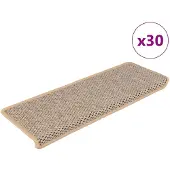 vidaXL Tapis d'escalier autocollants 30 pcs 65x21x4 cm beige clair