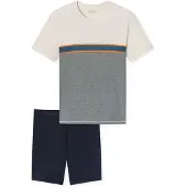 Schiesser Pyjama court ' Nightwear Shorty ' bleu nuit / gris / blanc cassé