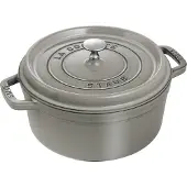 Staub - Cocotte avec couvercle - 26 cm diametre - 5.25 L - ronde - Gris graphite