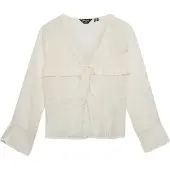 Superdry Lace Tie Front Long Sleeve Top Blanc M Femme