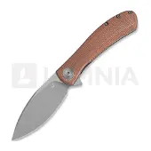 Trollsky Knives Couteau pliant Mandu EVO 14C28N, Brown Micarta, Stonewash