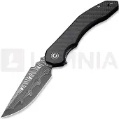 CIVIVI Couteau pliant Bluetick Damascus, Carbon Fiber Overlay/Black G-10
