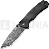 CIVIVI Couteau pliant Button Lock Brazen Damascus, Twill Carbon Fiber