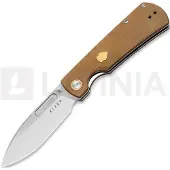Kizer Cutlery Couteau pliant Retro, Brown Micarta & Brass Inlay, Satin