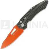 Maxace Couteau pliant Babylon-A, Green Carbon Fiber, Orange Cerakote