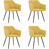 vidaXL Chaises de salle à manger 4 pcs. Tissu jaune