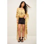 Ba&sh pour femme. 1E26ZELM Poncho Zelma jaune (OSFA), Casuel, Viscose