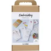 Creativ Company Kit de loisirs créatifs Broderie Chaussettes Blanches
