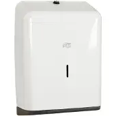 Tork Distributeur d'essuie-mains pliés, métal, blanc pour plis en zigzag et en couches, rechargeable