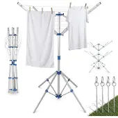 Monzana Séchoir à linge parapluie pliant 4 bras 4 pieds aluminium