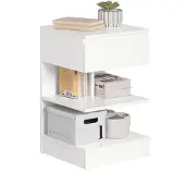 SoBuy Table basse avec 1 tiroir coulissant - Max. 60KG - 39 x 39 x 65 cm - Blanc