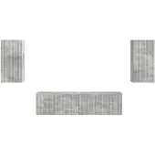 vidaXL Meuble TV 4 pièces Béton Gris Bois composite