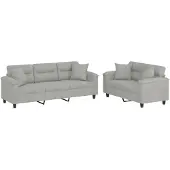 vidaXL Ensemble de canapés 2 pièces avec coussins gris clair tissu microfibre