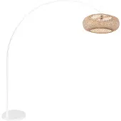 Steinhauer Lampe à arc blanc Maze Naturel avec capuche en rotin
