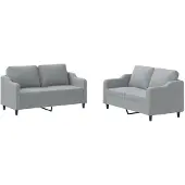 vidaXL Ensemble de canapés 2 pièces avec coussins Tissu gris clair