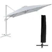 Happy Garden Parasol déporté MOLOKAI carré 3x3m blanc + housse