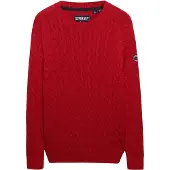Superdry pour femme. W6110610A Pull ample à motifs torsadés rouge (S), Casuel, Tissu