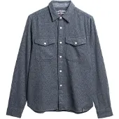 Superdry pour homme. M4011019A Merchant Heavy Flannel Shirt blue (S), Bleu, Casuel, Coton, Manche longue
