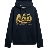 Superdry pour homme. M2014357A Sweat à capuche Outfitters bleu marine (M), Casuel, Coton, Manche longue