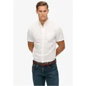 Superdry Homme Chemise à Manches Courtes en Coton et lin City White Taille: S