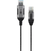 Goobay 74393 câble changeur de genre USB 3.0 type A RJ45 Noir, Argent