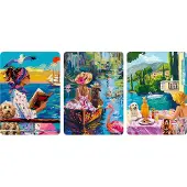 Ravensburger Puzzle de 3 x 100 pièces avec chevalet « En voyage avec un chien » 12002049