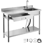 Vevor Évier cuisine utilitaire en acier inoxydable