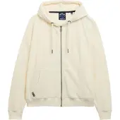 Superdry pour femme. W2012369A Sweat à capuche zippé Velour blanc cassé (XL), Casuel, Coton