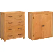 vidaXL Ensemble de meubles de rangement avec étagère (2 pièces), couleur naturelle, 80 x 35 x 185 cm