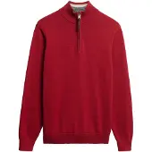 Superdry Homme Pull à Demi-zip en Coton Essentials Red Taille: S