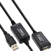 InLine 34612I Rallonge active USB 2.0, avec amplification du signal "Repeater", prise A à prise femelle A, 15m