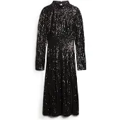 Superdry Femme Sequins Robe Mi-Longue à Dos Nu, Noir, Taille: 36