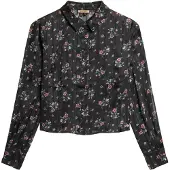 Superdry Femme Chemisier Imprimé Transparent Scintillant Noir Taille: 40